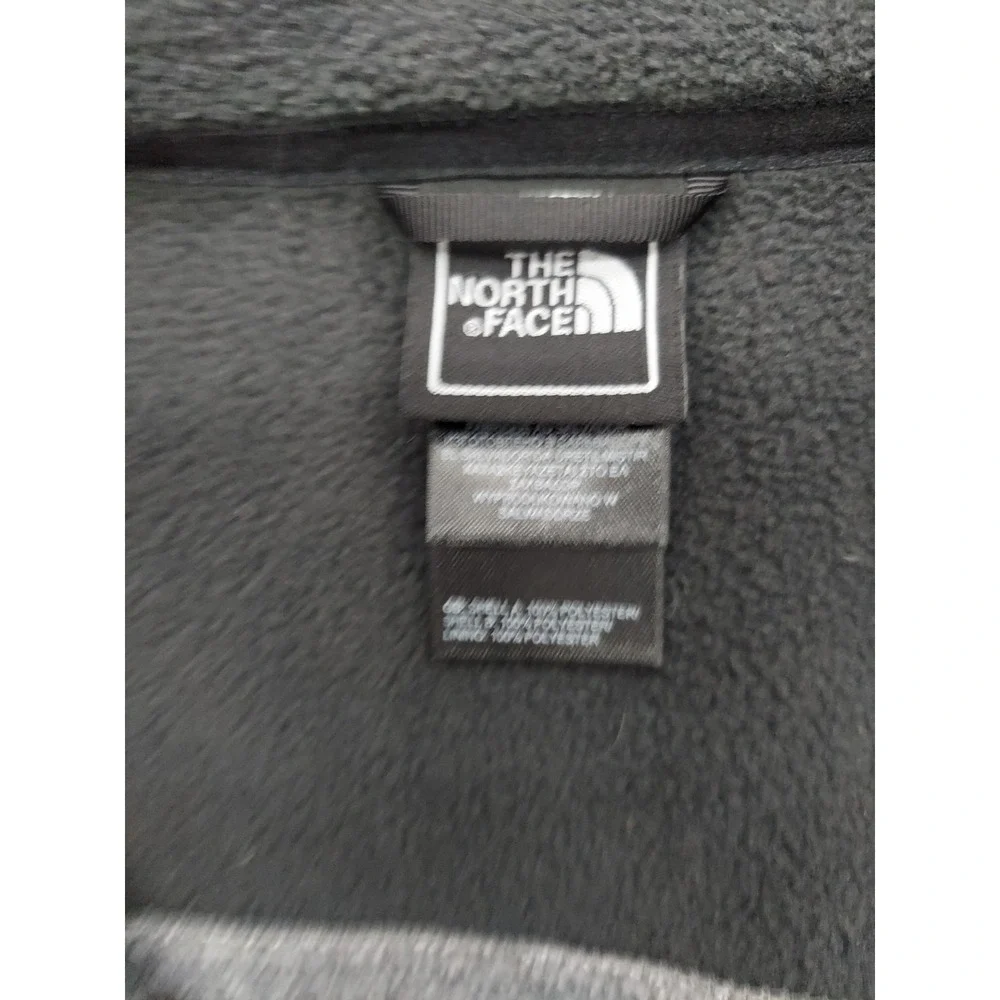 THE NORTH FACE Jacket Mens Large Black Gray Full Zip Mock Neck Fleece logo